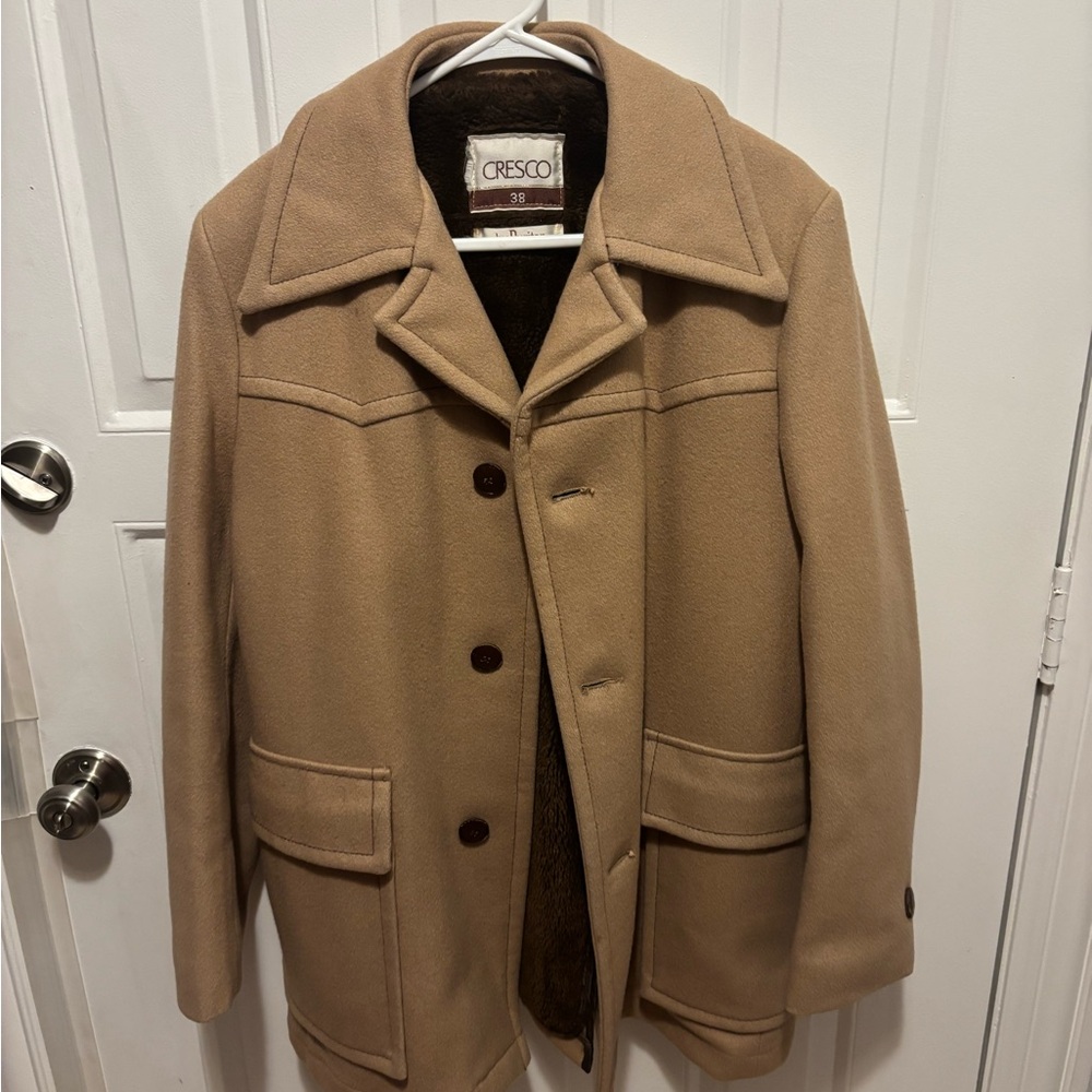 Men's Camel Wool Pea Coat